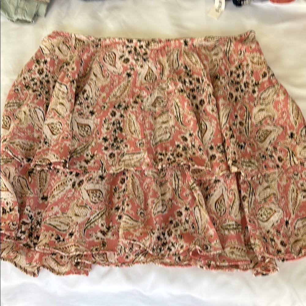 Zara Vibrant White and Orange Midi Skirt Size S - Picture 3 of 8